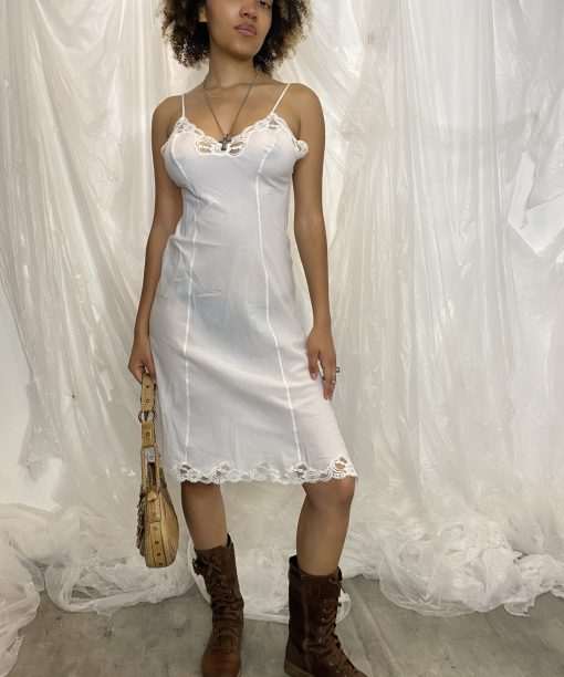 Vintage Lace White Slip Dress (S)