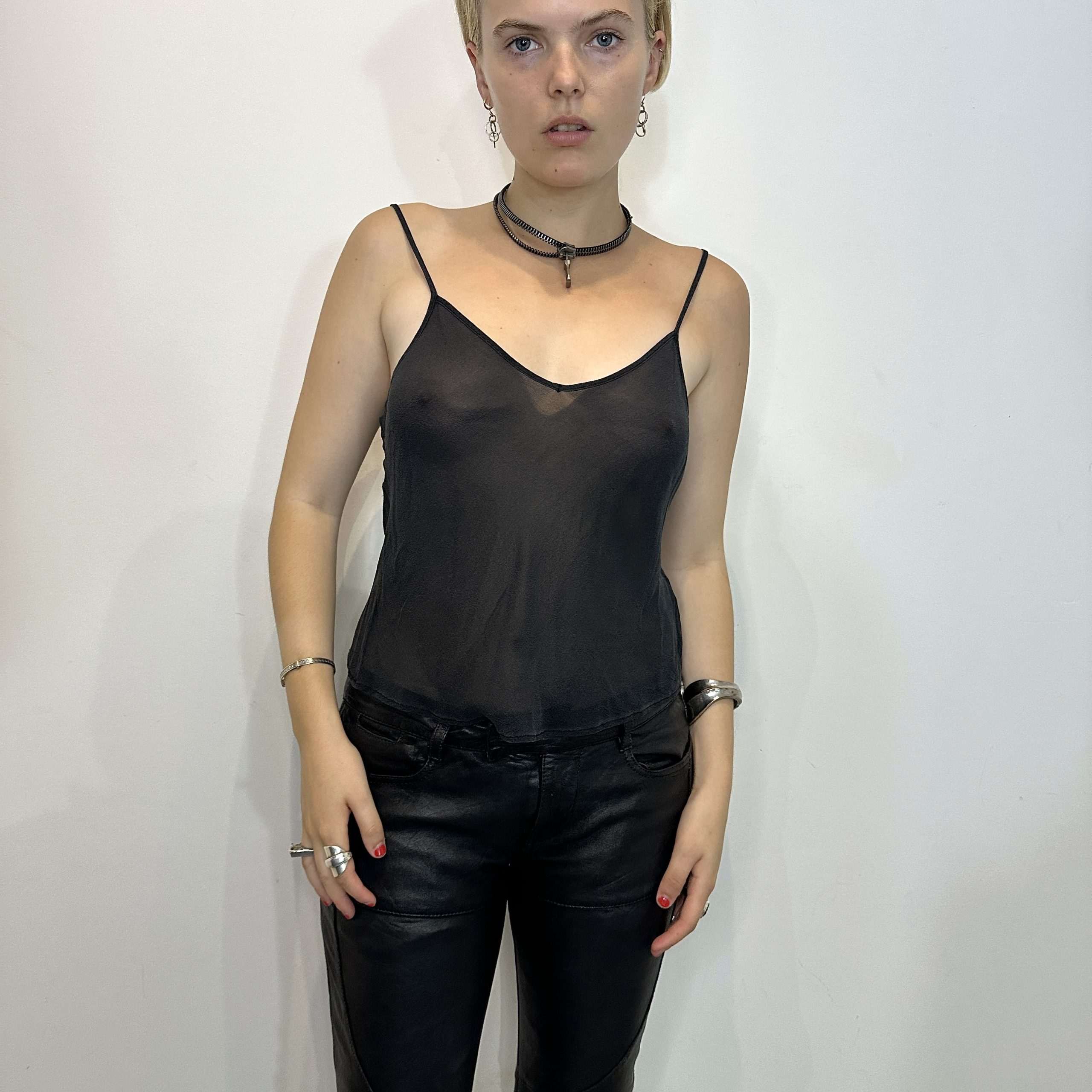Sheer Black Cami Top (XS/S)