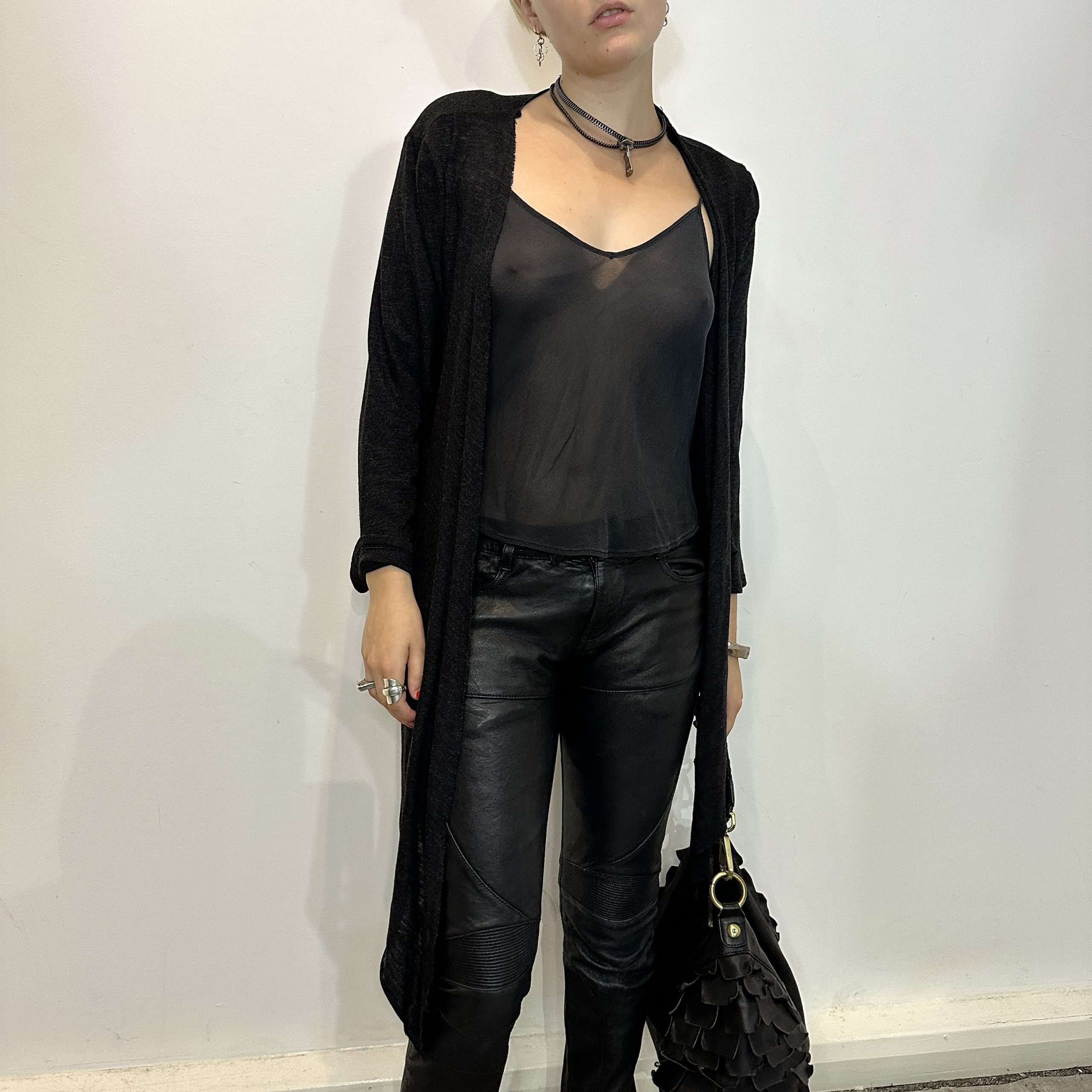 Vintage Sheer Knit Wrap Cardigan (XS/S)