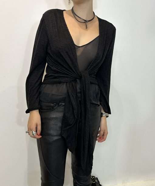 Vintage Sheer Knit Wrap Cardigan (XS/S) - Image 3