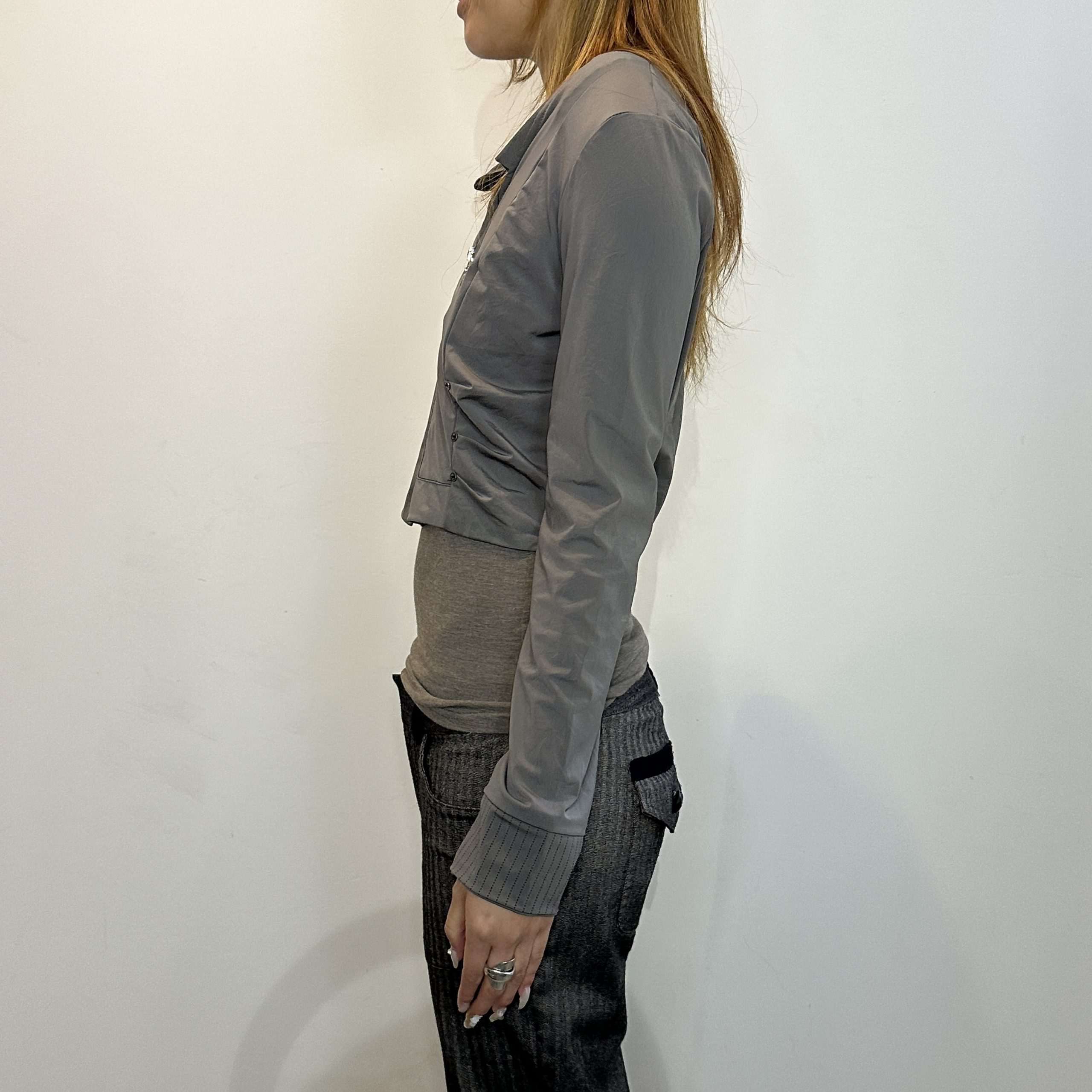 Vintage Utility Zip Cropped Light Jacket (M) - Image 3