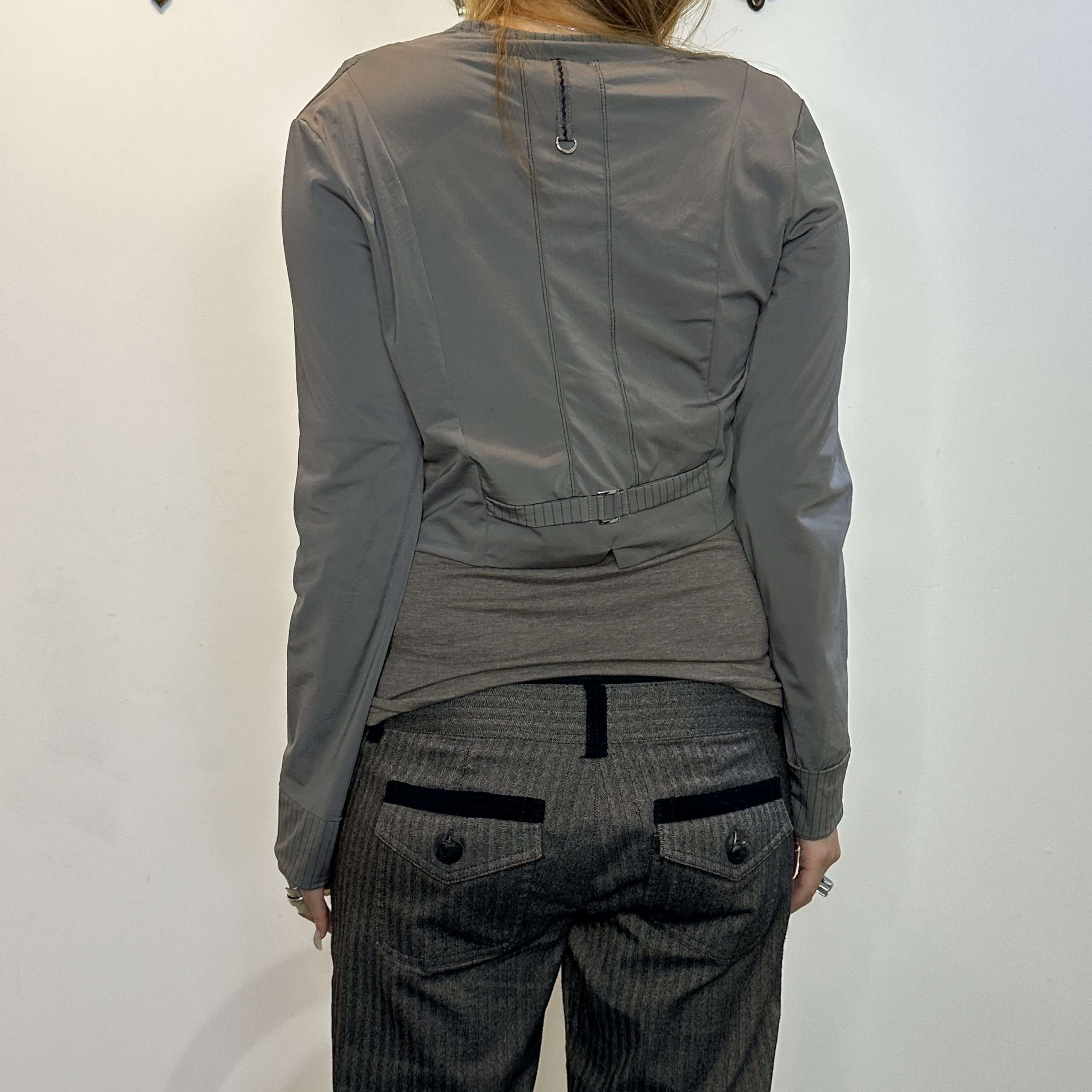 Vintage Utility Zip Cropped Light Jacket (M) - Image 4