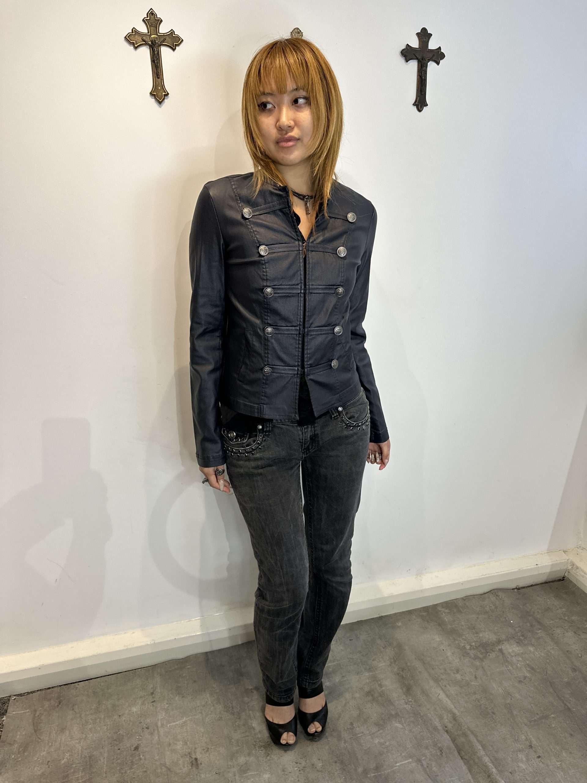 Vintage Military Double Breasted Jacket (S) - Image 6