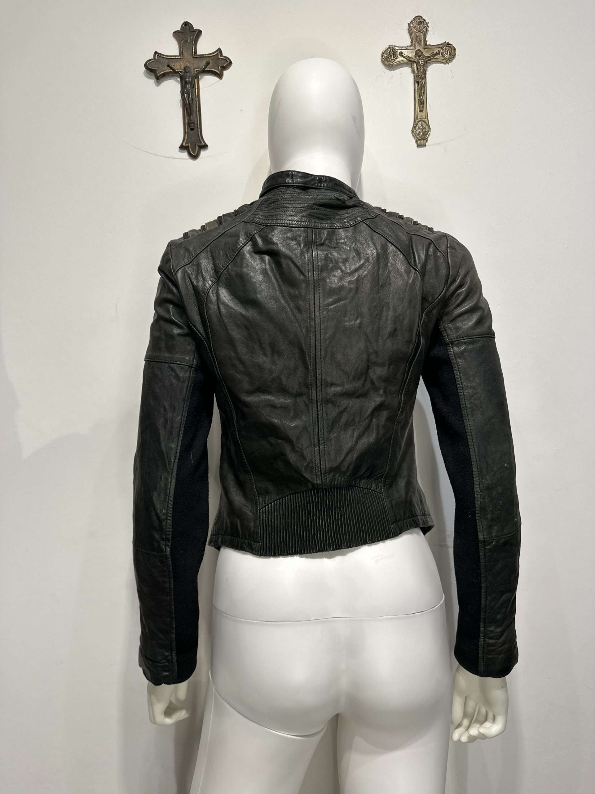 Vintage Zipper Moto Fitted Biker Jacket (XS/S) - Image 6