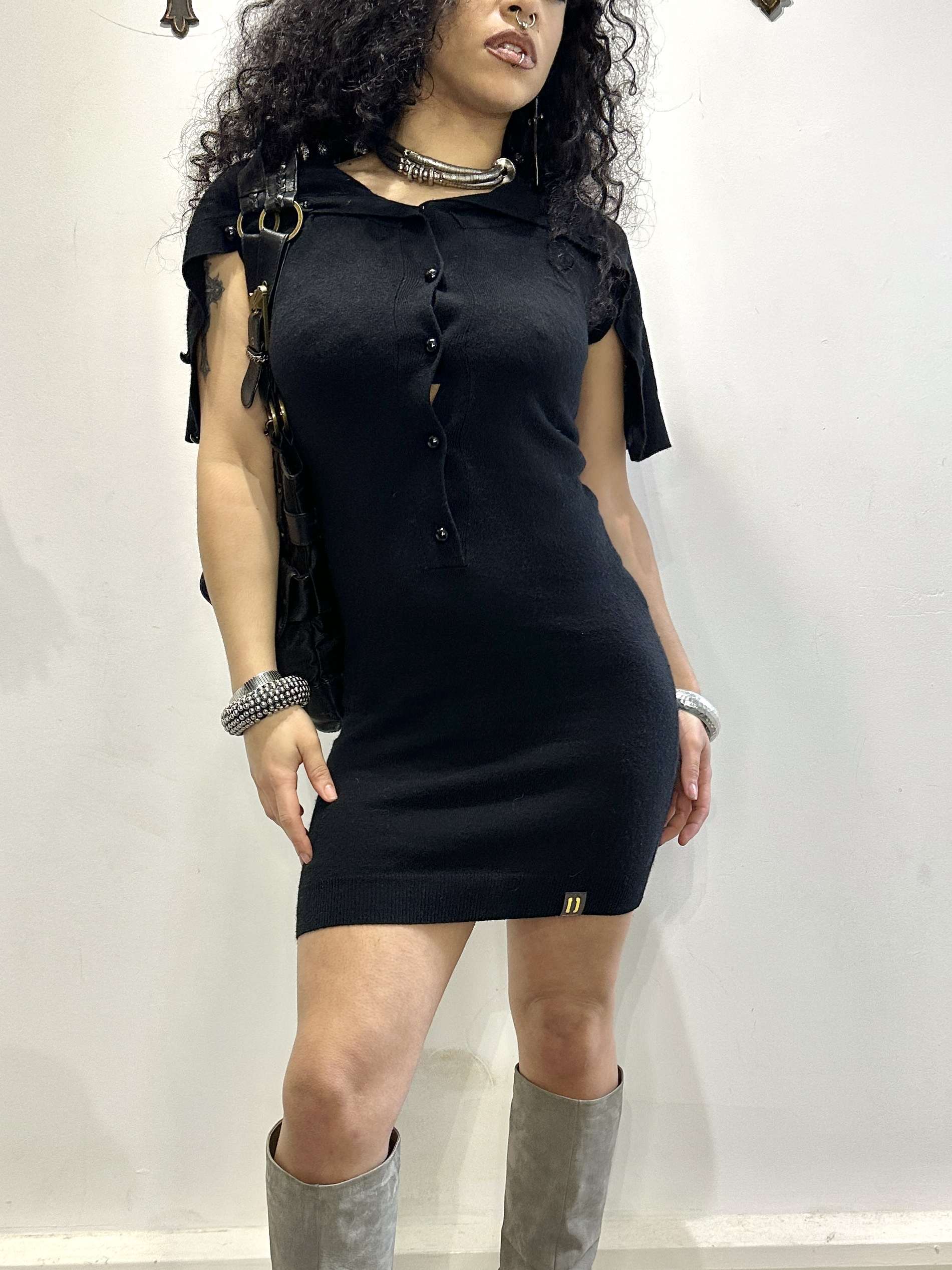 Vintage Black Avant Garde Mini Dress (S)