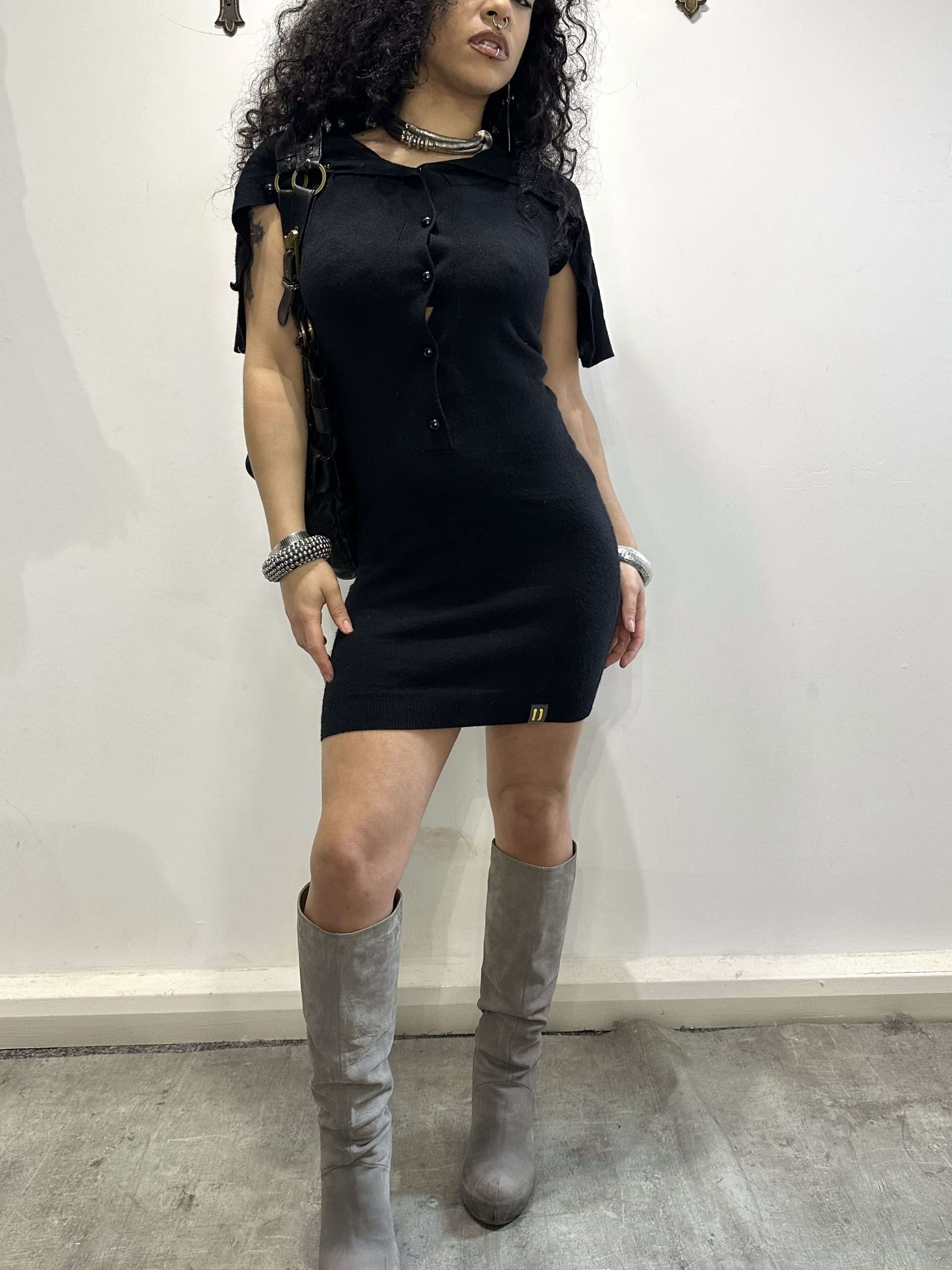 Vintage Black Avant Garde Mini Dress (S) - Image 4
