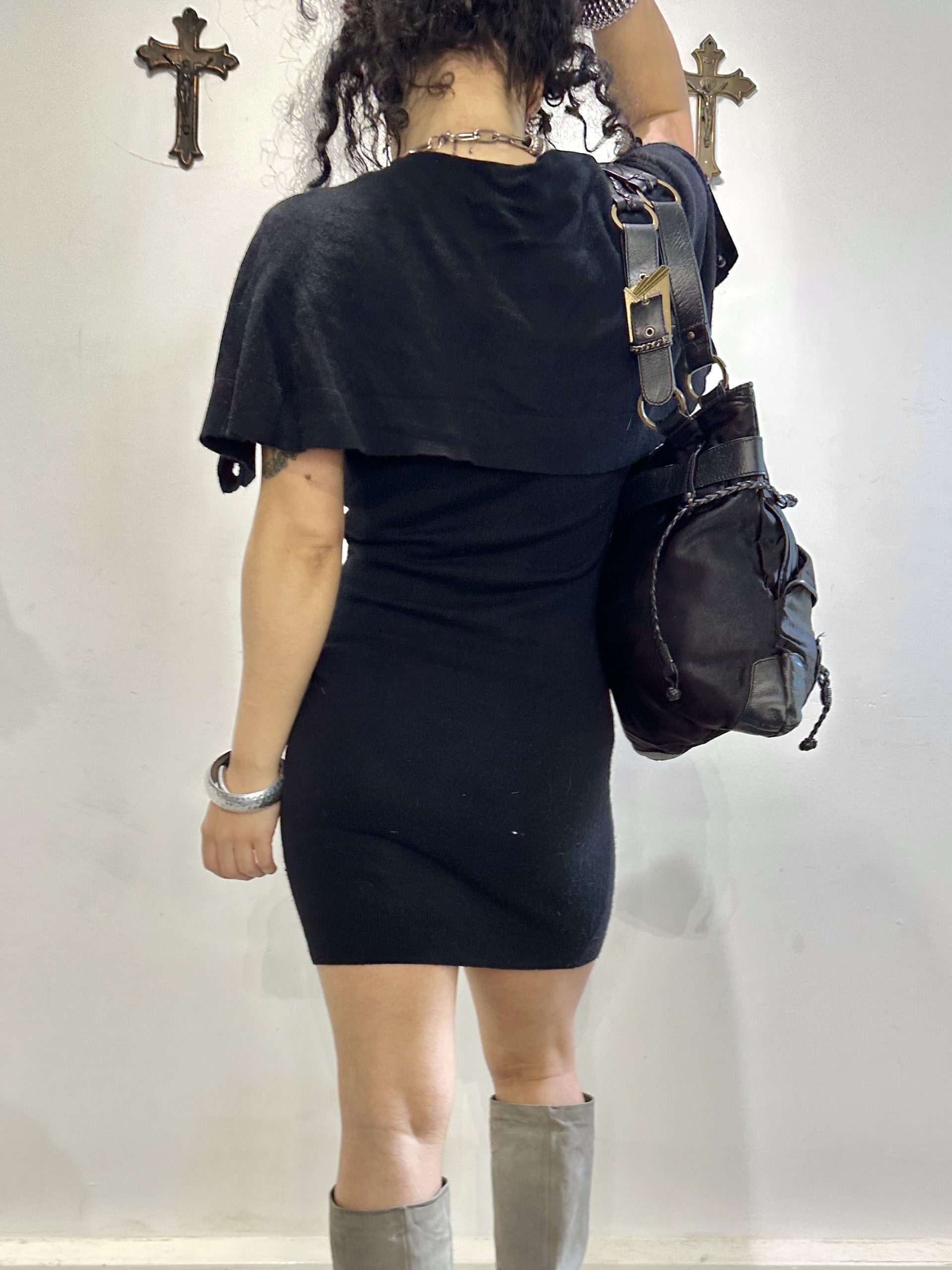 Vintage Black Avant Garde Mini Dress (S) - Image 2