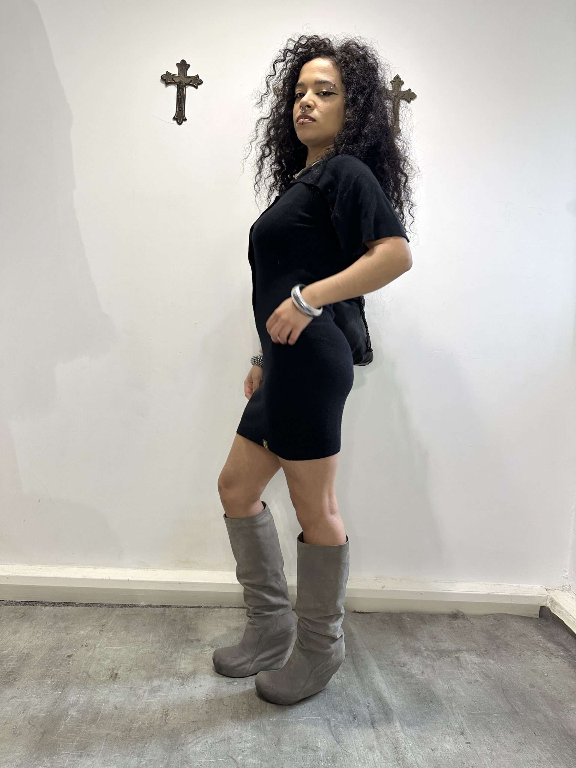 Vintage Black Avant Garde Mini Dress (S) - Image 3