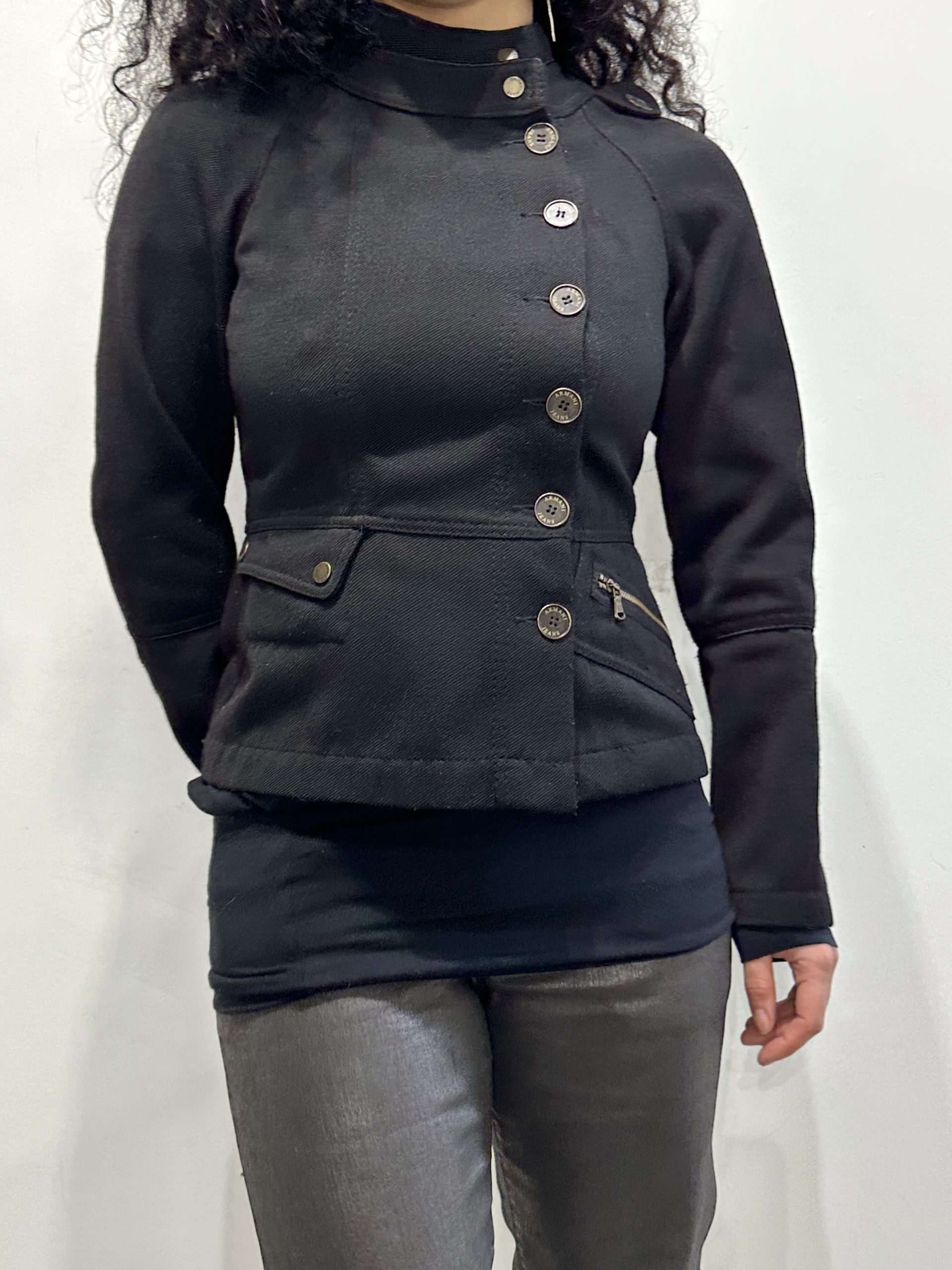 Vintage Armani Black Military Jacket (S) - Image 5