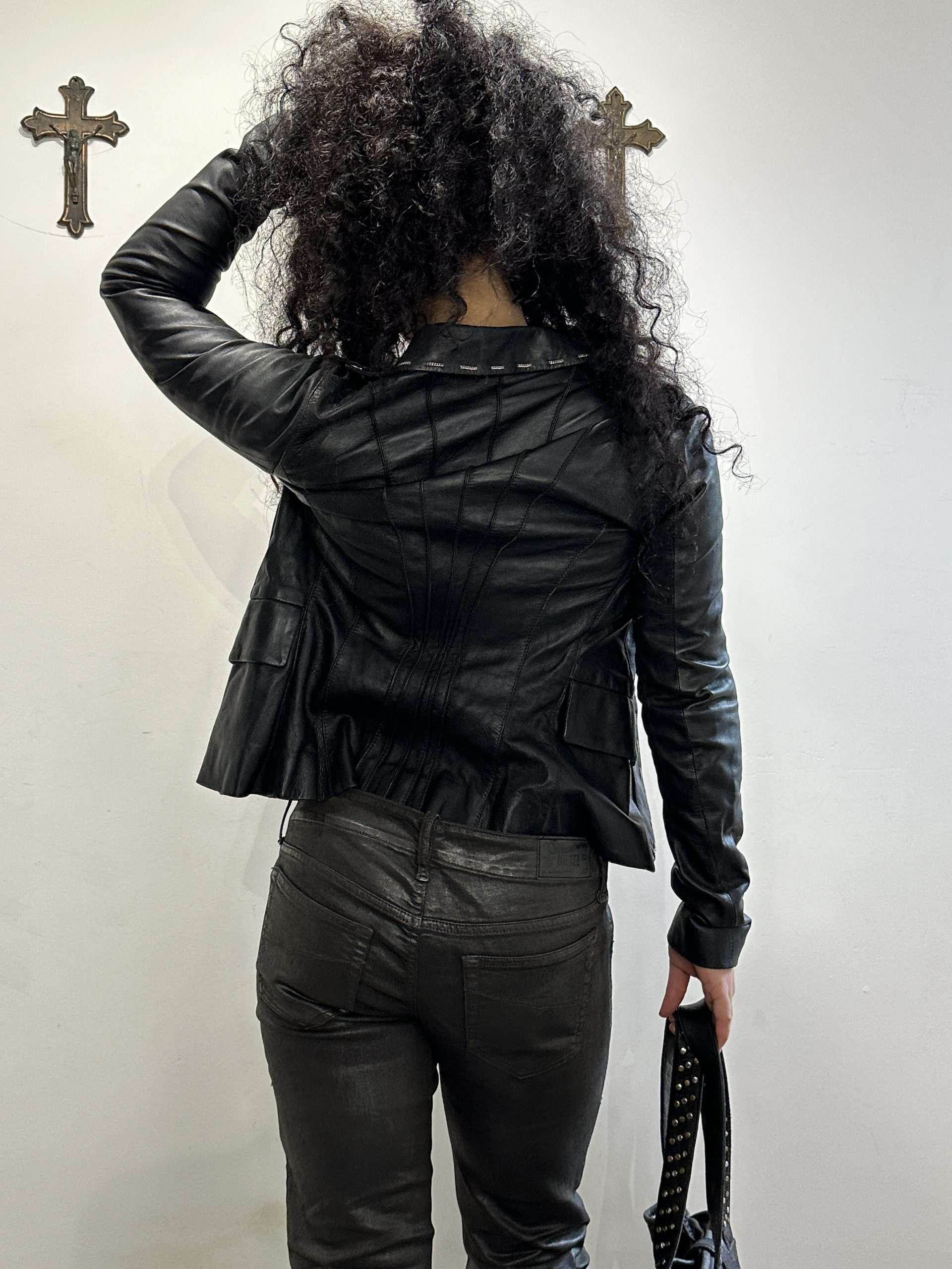 Vintage Italian Lambskin Leather Fitted Blazer (XS/S) - Image 4