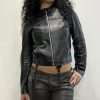 Vintage Leather Black Cropped Jacket (S)