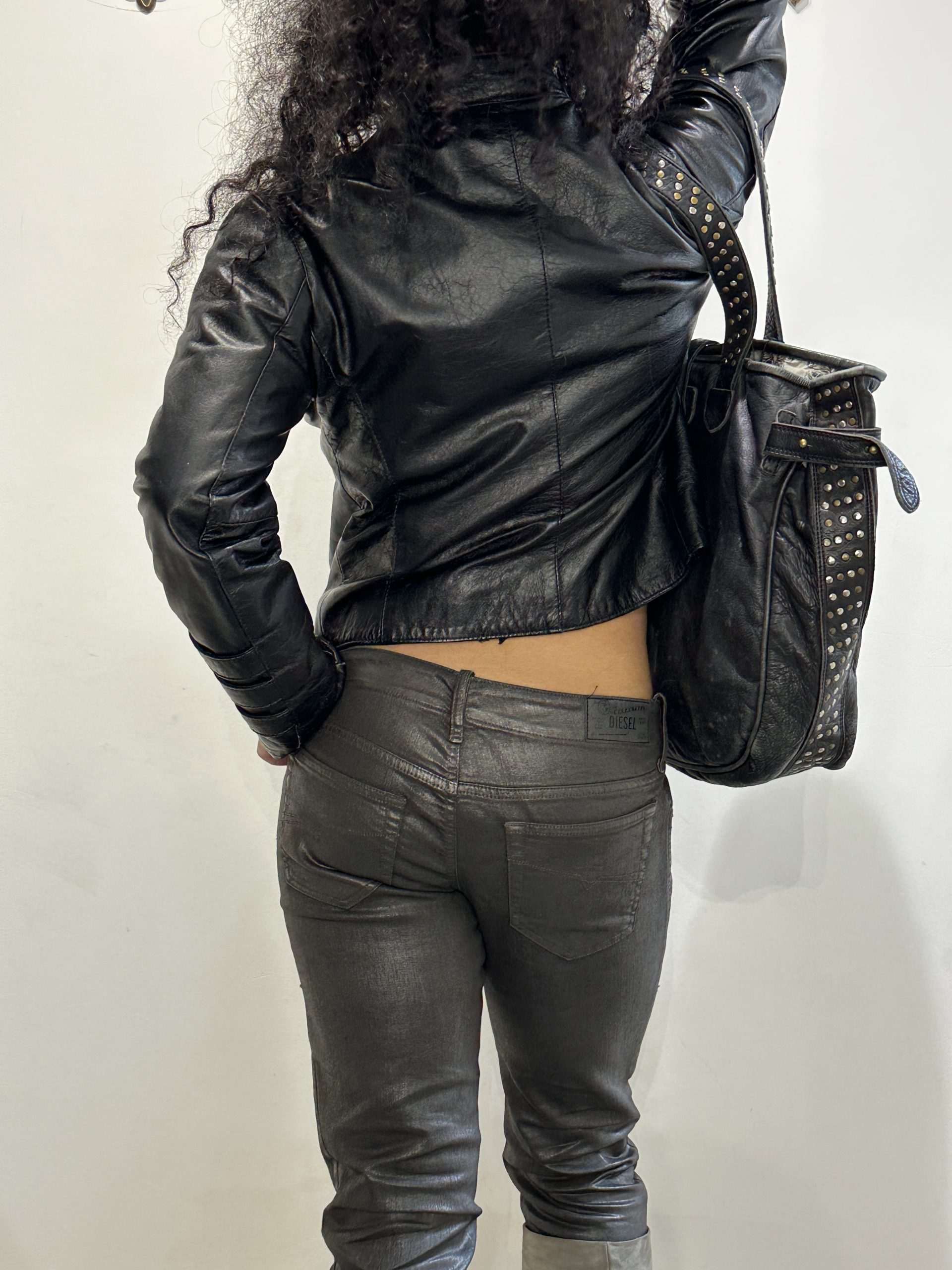 Vintage Black Buckle Italian Leather Jacket (M) - Image 3