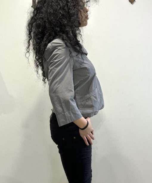 Vintage Button Up Collared Blouse Peacoat (S/M) - Image 4