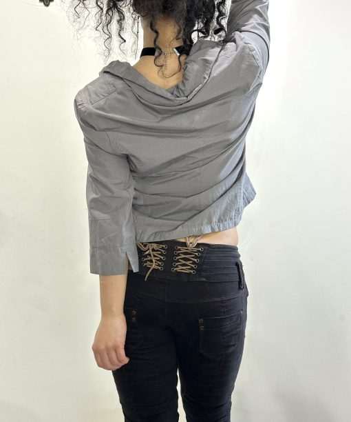 Vintage Button Up Collared Blouse Peacoat (S/M) - Image 3