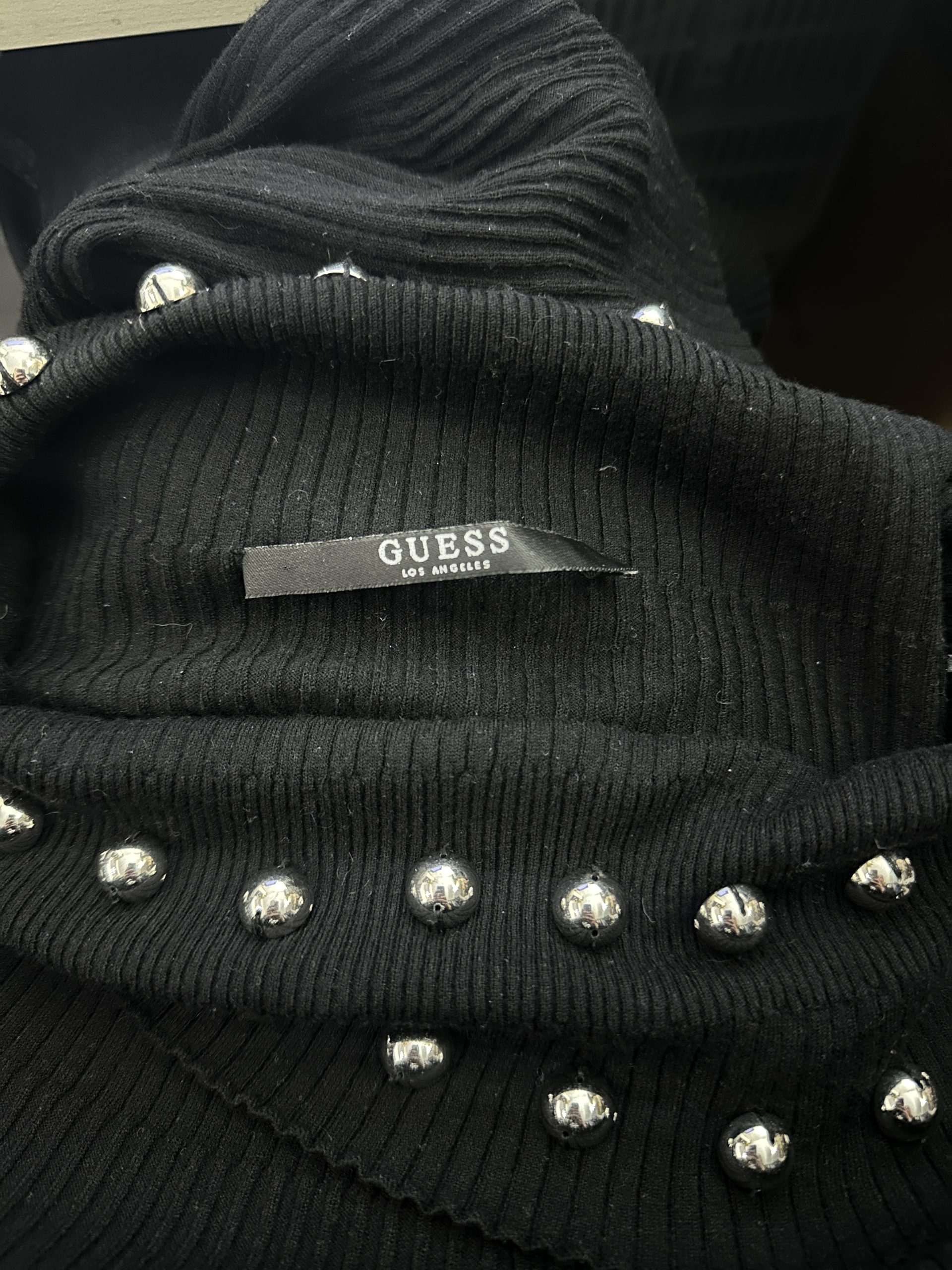 Vintage Guess Off the Shoulder Black Knit Jumper (S-M) - Image 5