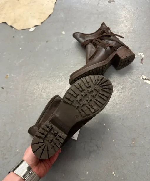 Alternative view of Vintage Italian Suede Lace up Slouch Ankle Boots (UK 3)