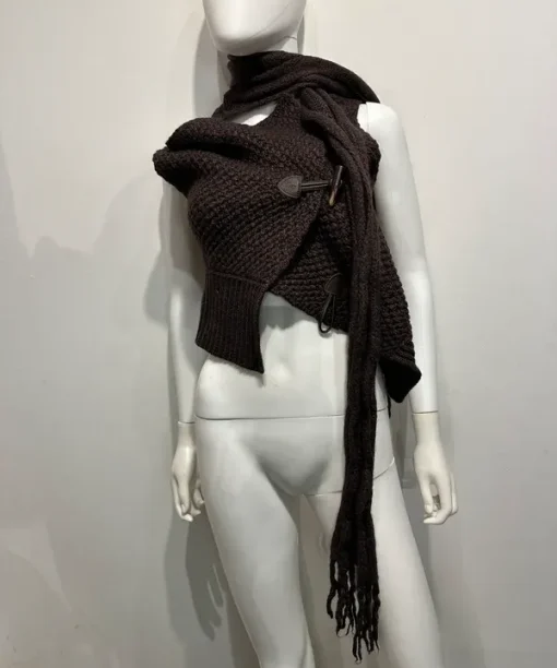 Alternative view of Vintage Cop Copine Wrap Avant Garde Knit Vest Gilet (S)