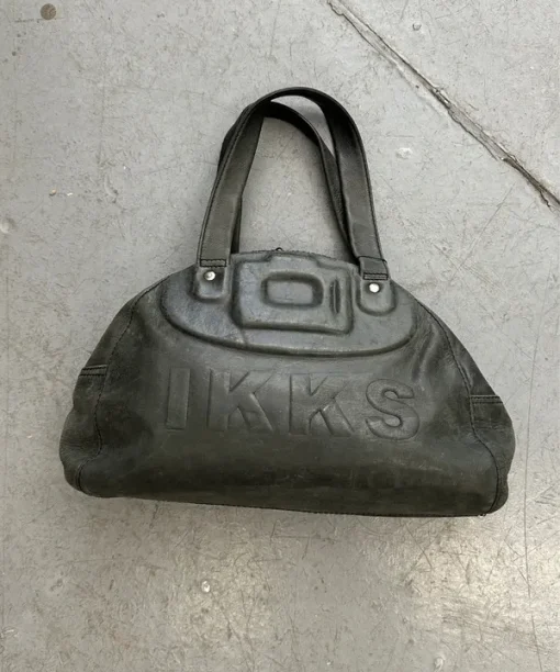 Vintage IKKS Parisian Utility Avant Garde Embossed Leather Handbag