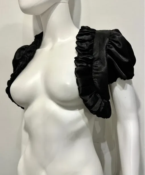 Vintage Ruffle Italian Satin Super Cropped Bolero Top (XS-S)