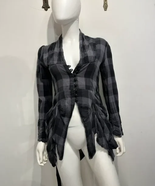 Vintage Gothic Structured Ruched Corseted Blouse (S)