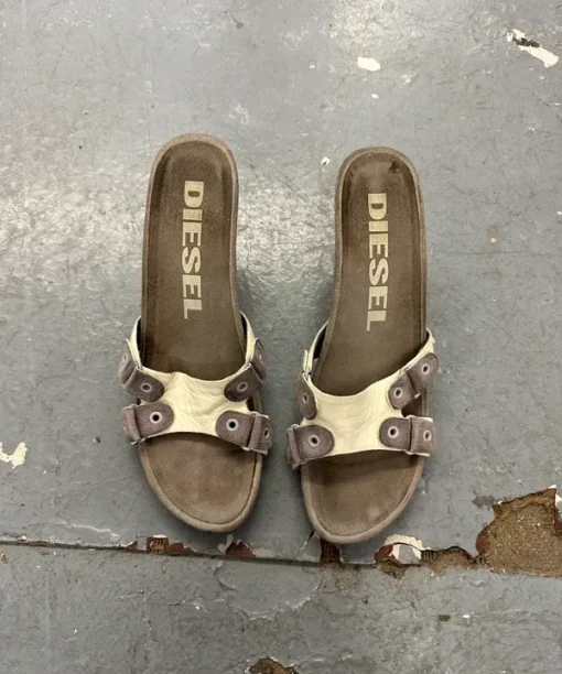 Alternative view of Vintage Diesel Leather Suede Baby Blue Open Toe Slip on Heels (UK 5-5.5)