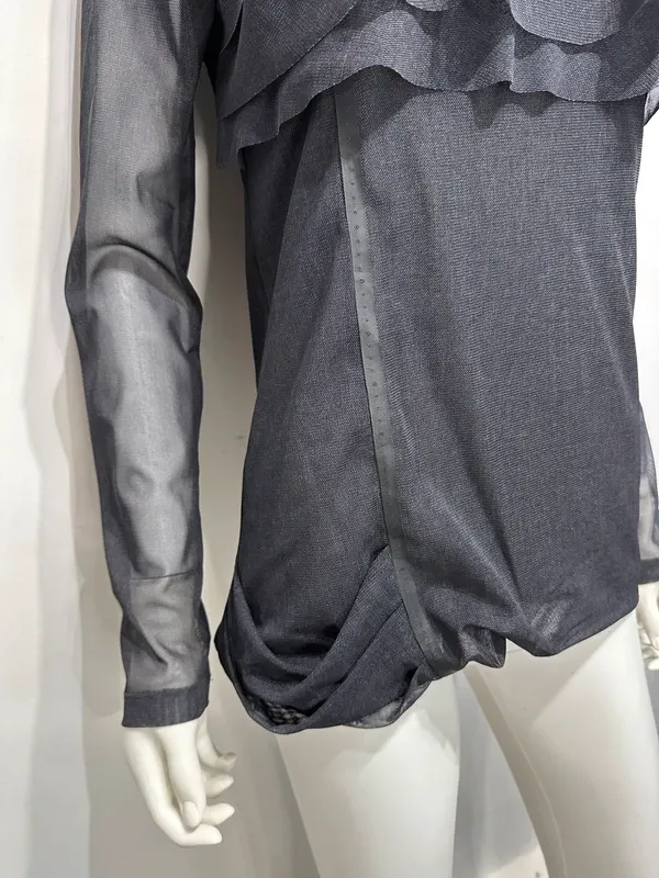 Vintage Cop Copine Ruffle Mesh Longsleeve Top (S/M) - Image 4