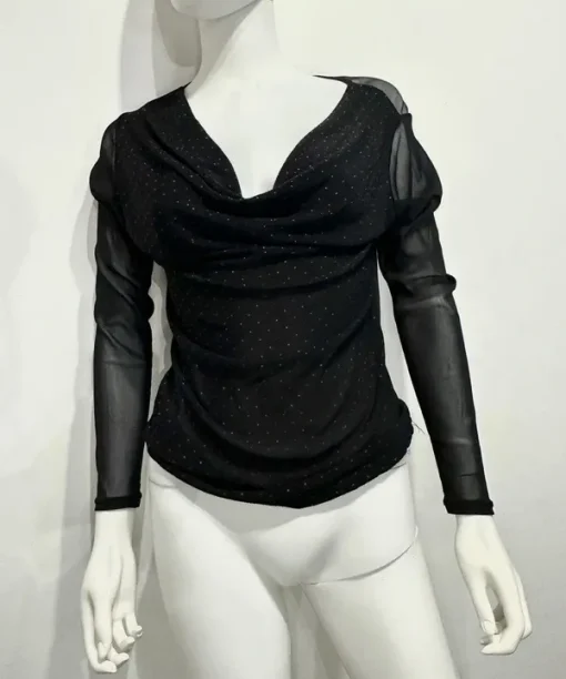 Vintage Italian  Mesh Avant Garde Cowl Neck Draped Long sleeve (XS/S)