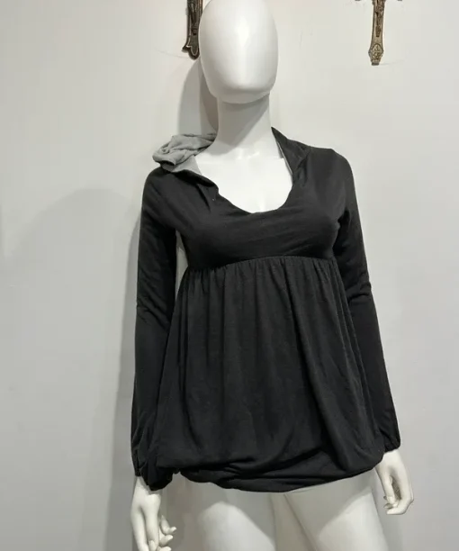 Alternative view of Vintage French Hooded Sporty Mini Dress / Long tunic with Ruched Hem (