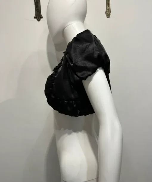 Alternative view of Vintage Ruffle Italian Satin Super Cropped Bolero Top (XS-S)