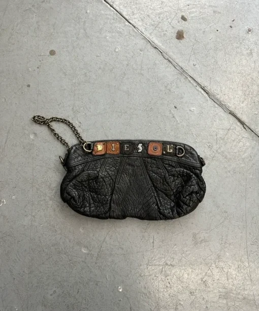 Alternative view of Vintage Diesel Black Leather steampunk Clutch Bag