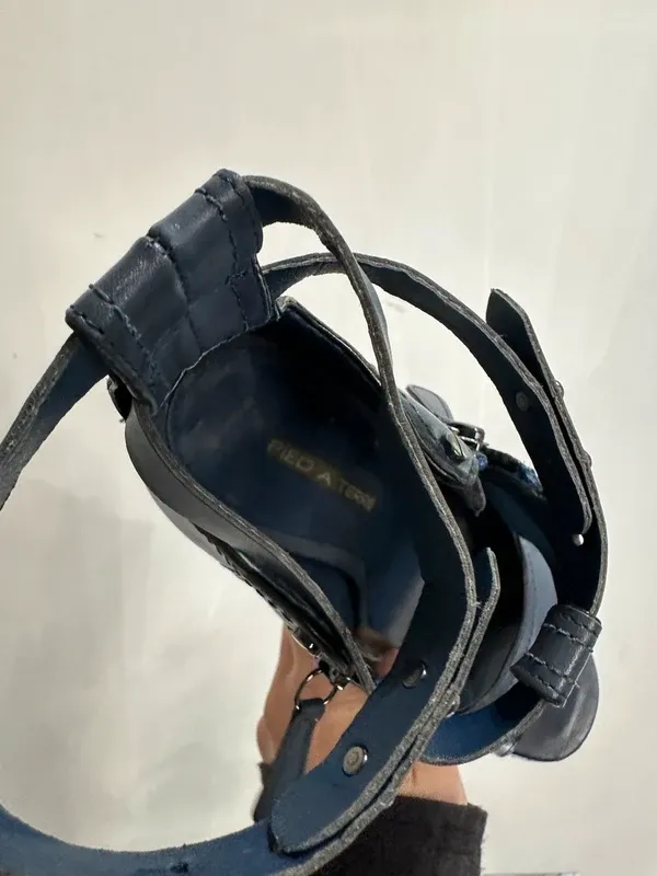 Vintage Open Toe Leather Strappy Avant Garde Parisian Stiletto Heels (UK 6 EU 38 US 8) - Image 10
