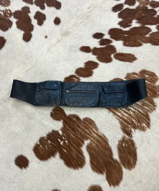 Vintage IKKS French Parisian Leather Bespoke Bag Belt (M-L)