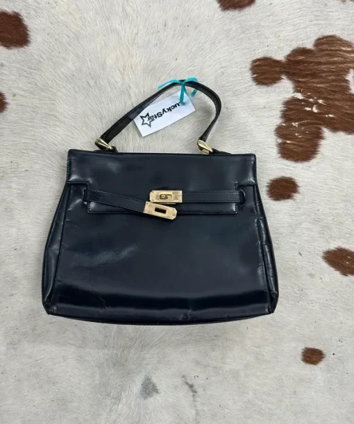 Vintage 90s Leather Mini Firkin Handbag