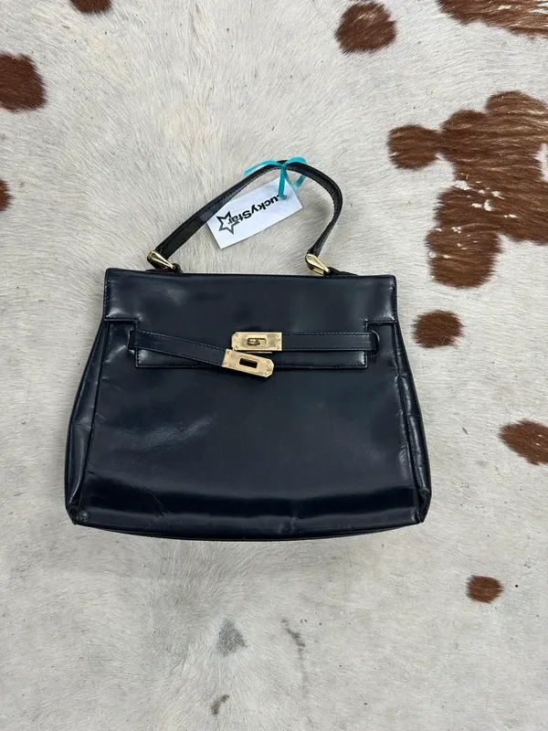 Vintage 90s Leather Mini Firkin Handbag