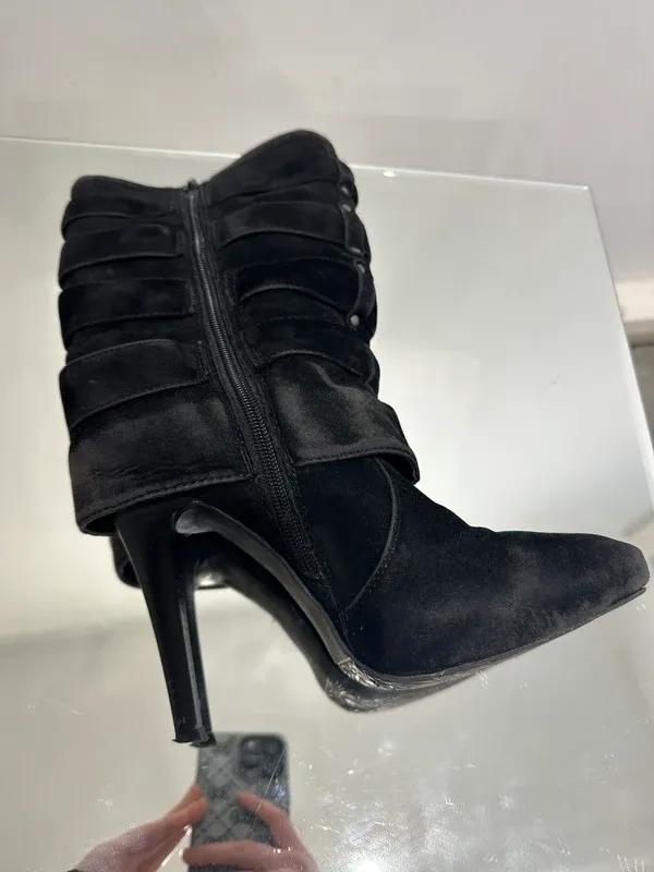 Vintage 2000s Y2K Moto Biker Buckle Stiletto Ankle Boots (UK 5) - Image 6