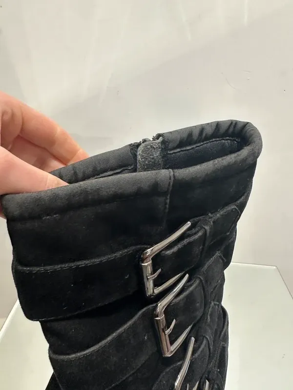 Vintage 2000s Y2K Moto Biker Buckle Stiletto Ankle Boots (UK 5) - Image 4