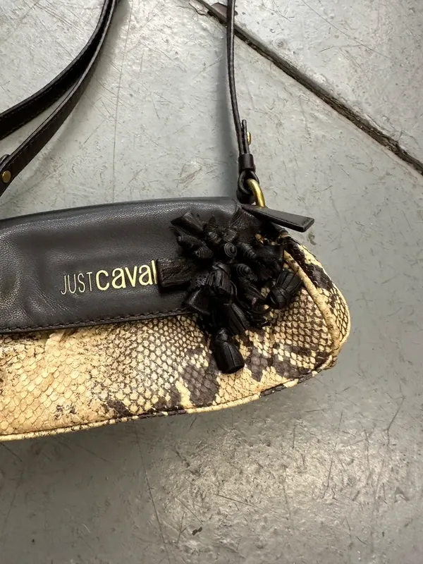 Vintage Just Cavalli Leather Snakeskin Rosette Mini Shoulder Bag - Image 3