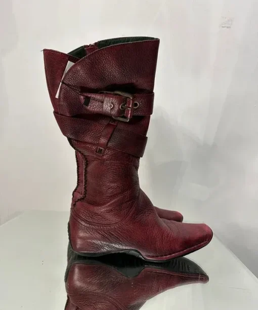 Vintage Deadstock 90s Archive Buckle Leather Calf Boots (UK 3-3.5)