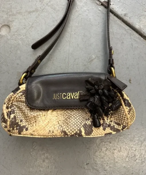 Alternative view of Vintage Just Cavalli Leather Snakeskin Rosette Mini Shoulder Bag