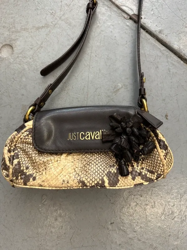 Vintage Just Cavalli Leather Snakeskin Rosette Mini Shoulder Bag - Image 2