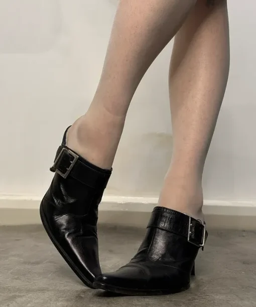 Alternative view of Vintage Italian Gothic Buckle Pointed Slip on Stiletto Heels (UK 5)