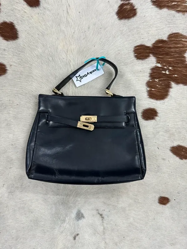 Vintage 90s Leather Mini Firkin Handbag - Image 5