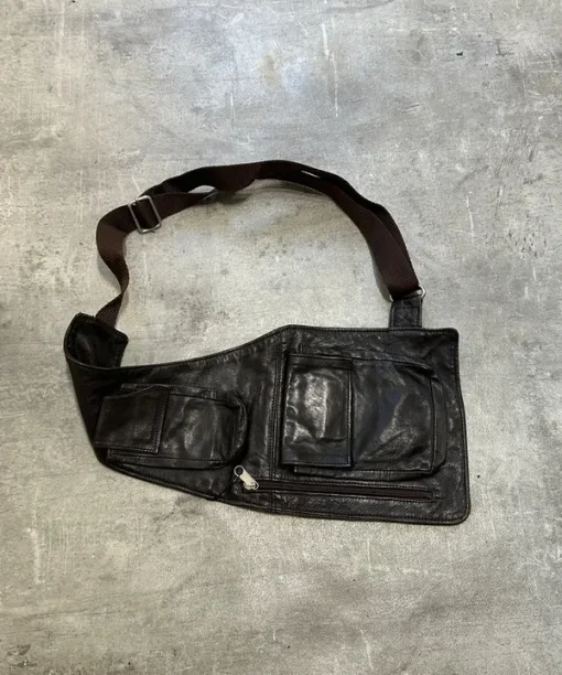 Alternative view of Vintage Brown Leather Utility Cross Shoulder Bag Belt / Bum Bag