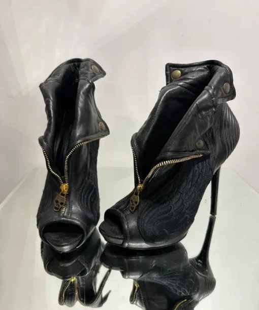 Vintage Alexander McQueen Skull Wing Stiletto Ankle Heels (UK 5 US 7 EU 38)