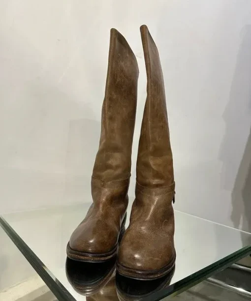 Alternative view of Vintage Boho Slouch Leather Knee High Calf Boots (UK 3)