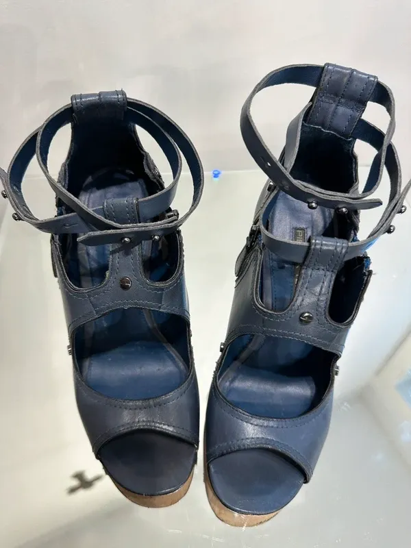 Vintage Open Toe Leather Strappy Avant Garde Parisian Stiletto Heels (UK 6 EU 38 US 8) - Image 5