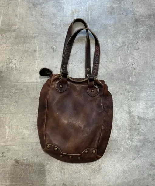 Alternative view of Vintage Diesel red Label Brown Leather Western Studded Shoulder Bag