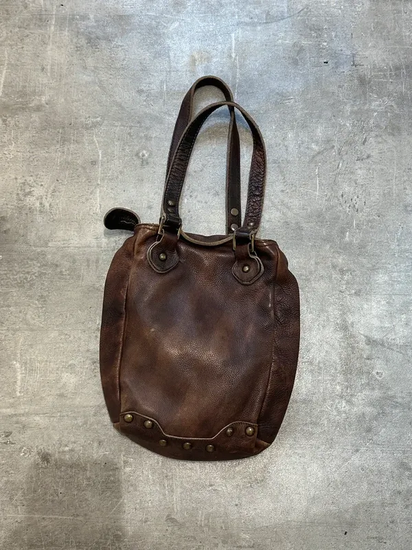 Vintage Diesel red Label Brown Leather Western Studded Shoulder Bag - Image 2