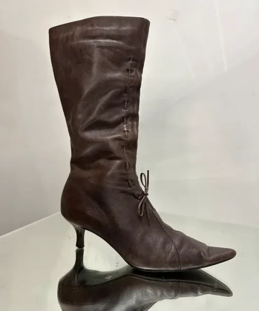 Alternative view of Vintage 2000s Leather Pointed Toe Calf Boots (UK 5 EU 38 US 7)