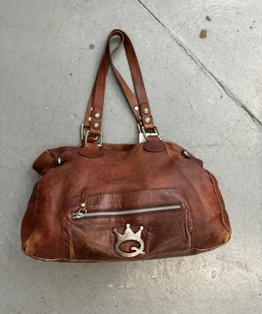 Vintage Save the Queen Leather Boho Shoulder Bag